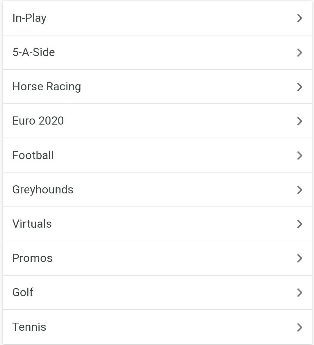 Menu Options Menu button opens the Promos option at Ladbroke Sportsbook