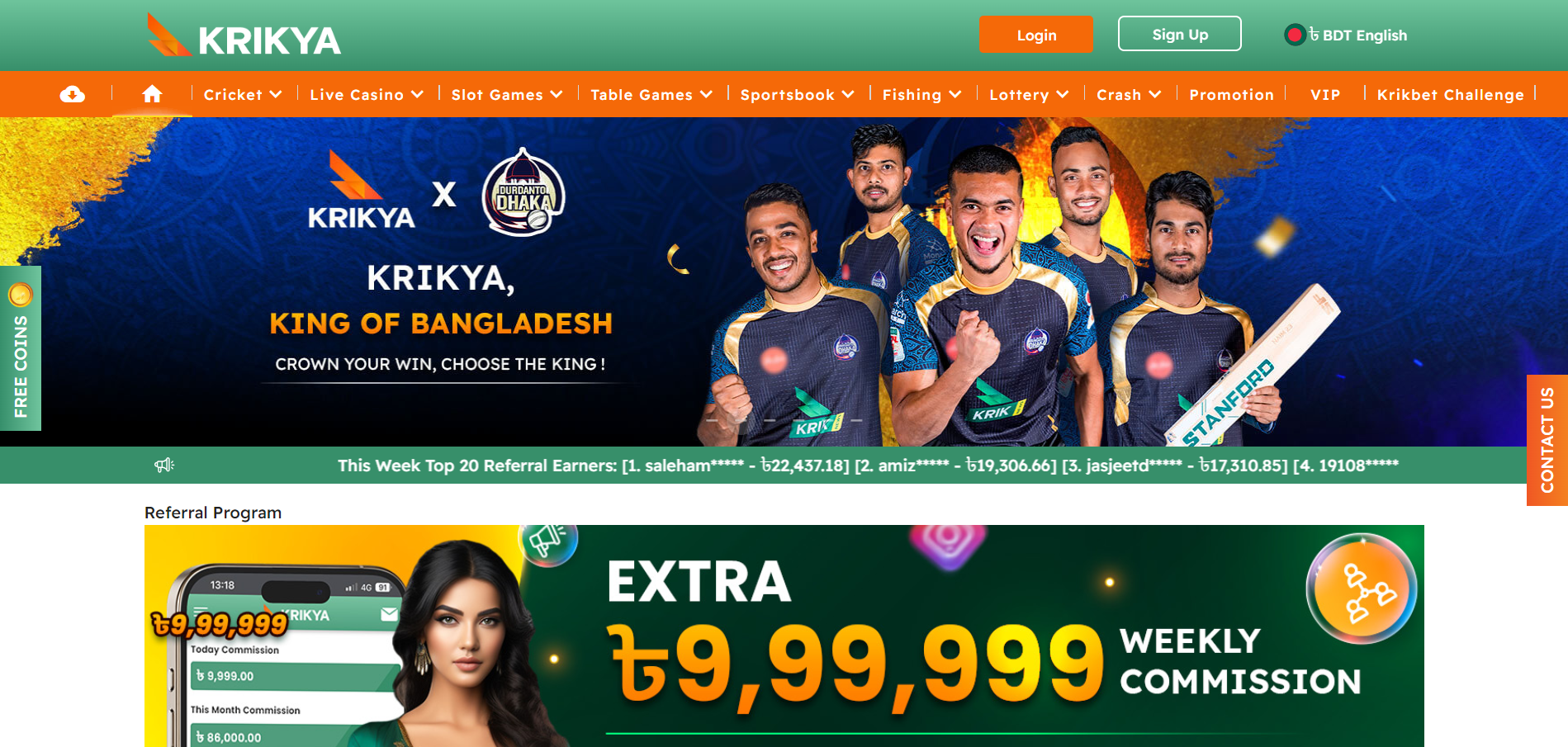 Krikya Casino Homepage of Krikya casino