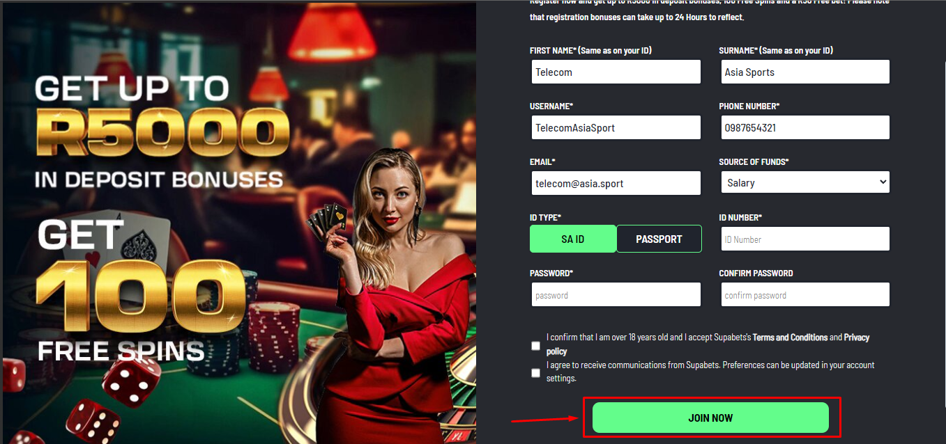 Supabets Finish Sign up Page Supabets Finish Sign up Page