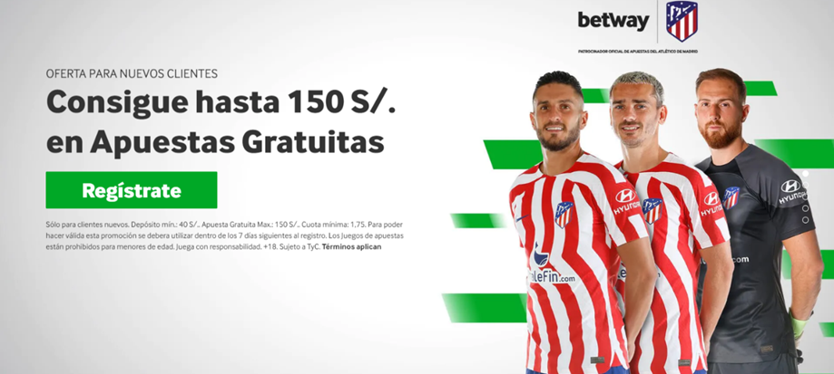 Pagina principal de Betway Perú Muestra el bono de bienvenida de Betway Perú