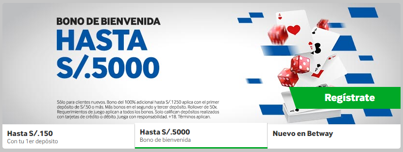 Otro bono de bienvenida disponible en betway Detalles de otro de los bonos de bienvenida de hasta 5.000 PEN