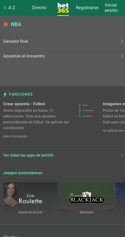 Versión app android Bet365