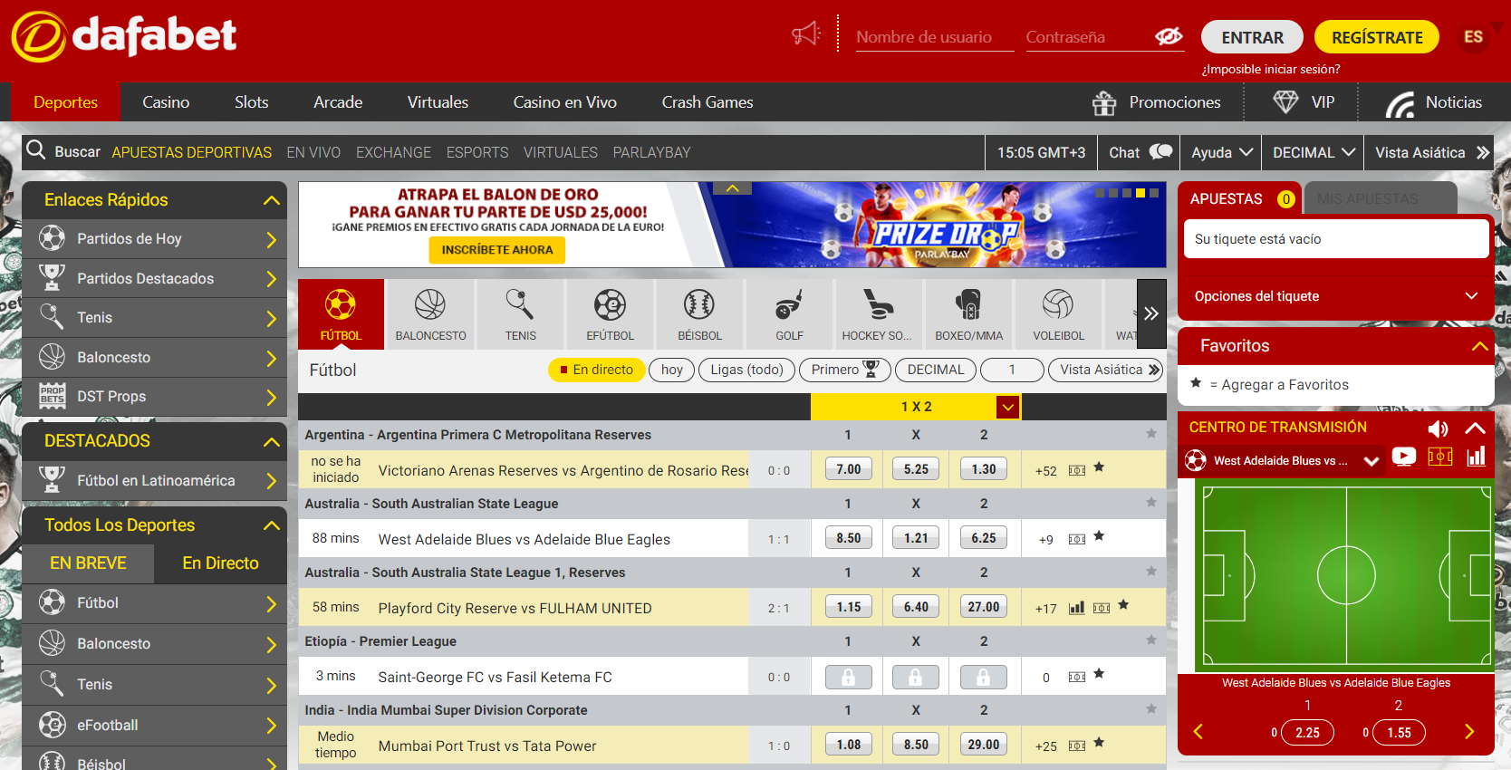 Imagen del sitio oficial de Dafabet casa de apuestas Perú Imagen del sitio oficial de Dafabet casa de apuestas Perú seccion deportes